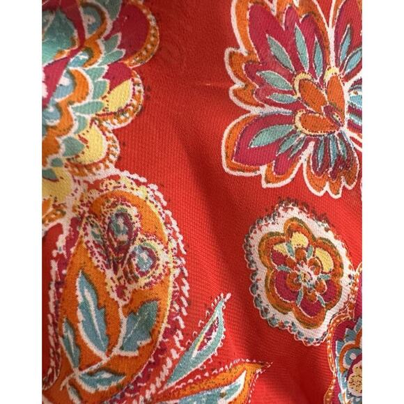 Red Paisley Floral Print Off-Shoulder Boho Chic Bohemian Tiered Maxi Dress Sz 6 - Picture 9 of 16